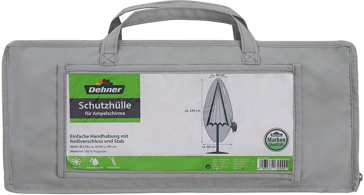 Famanu Beschermhoes voor zweefparasol, ca. 240 x 60 cm, polyester, grijs