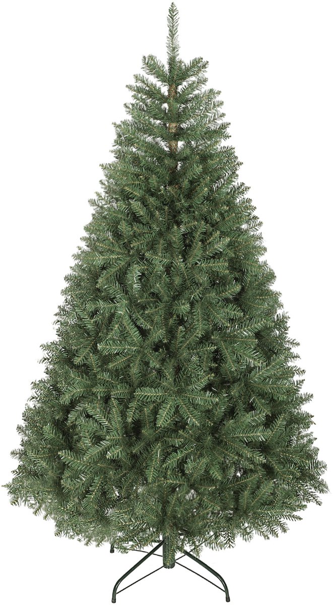 HOMCOM Kunstkerstboom 180 cm, Realistische kerstboom met 1687 beweegbare takken, Opvouwbare metalen standaard, Eenvoudig te monteren en op te bergen, Brandvertragend plastic, voor thuis en op kantoor, Groen