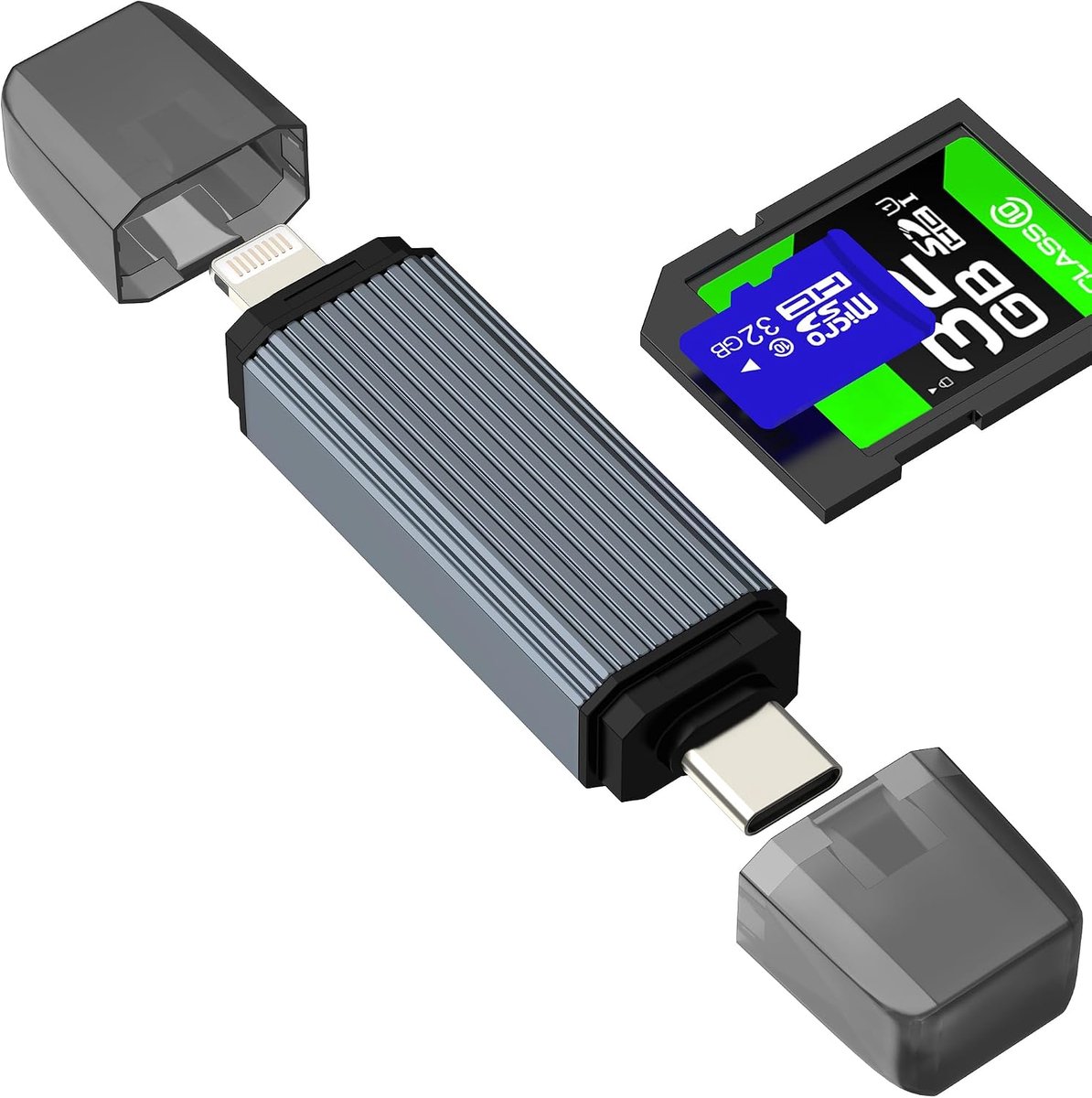 USB C Lightning Micro SD naar kaartlezer voor iPhone 17 16 15 14 Pro Max compatibel met Samsung S26 geheugen voor Apple iPad camera TF Hub OTG externe sleutel