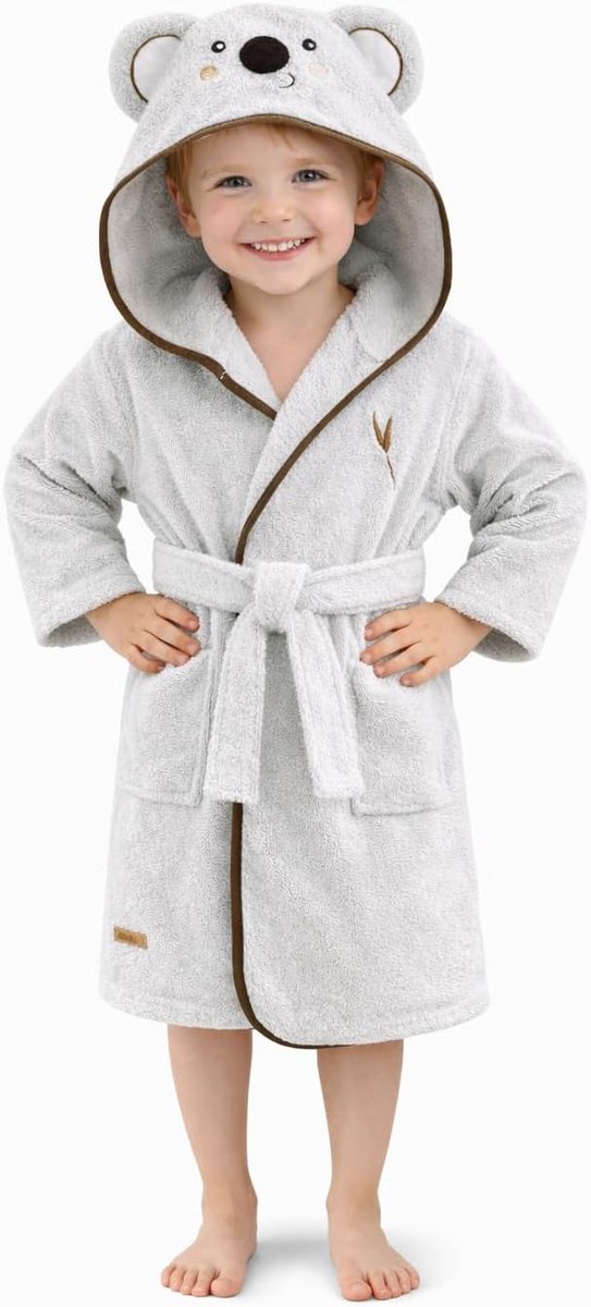 Badjas Kinderen Jongen Meisjes, Turkse Katoenen Handdoek, Dier, Met Capuchon, (0-14 Jaar), Superzacht, Absorberend, Comfortabel, Dik