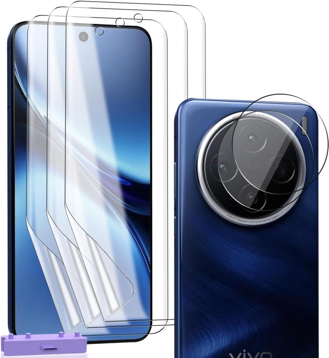 Beschermfolie voor VIVO X200 5G, met flexibele TPU-folie, 3 stuks en camera, pantserbescherming, glas, 2 stuks, zachte displaybeschermfolie voor VIVO X200 5G, anti-kras, HD helder