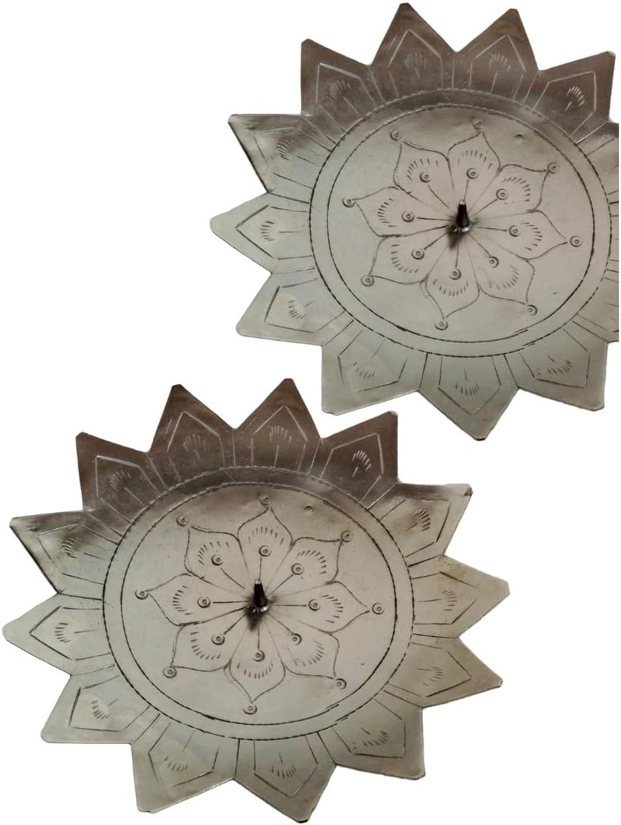 Set van 2 oosterse kandelaars, zilver, Jaini, stervormig, 15 cm