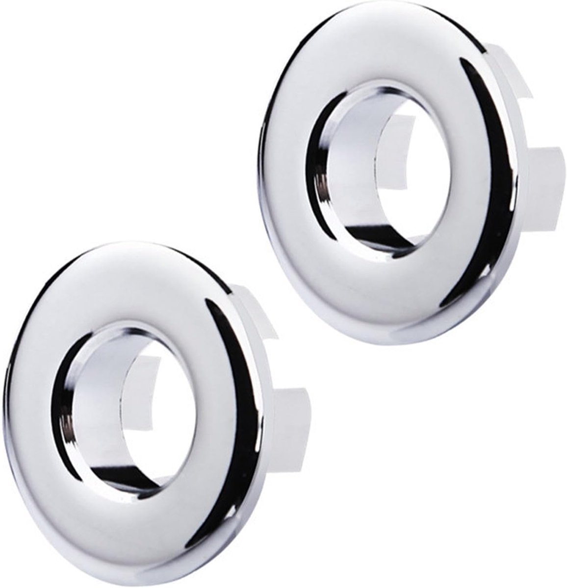 Dailygoods- Overloopafdekking Zilver - Wastafel Overloop Ring - Gootsteen Overloopring - 2 Stuks - Ø 22-24 mm Opening - Hoogwaardig Koper