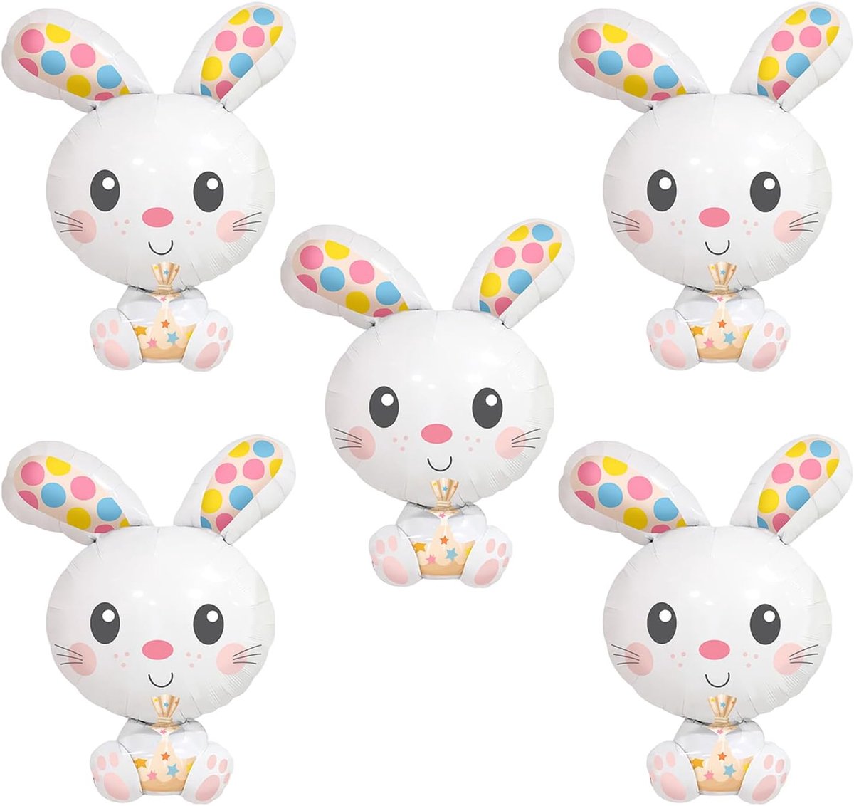 5 stuks konijnenballonnen, schattige cartoonballonnen, creatief opblaasbaar speelgoed, kinderfeestdecoraties.