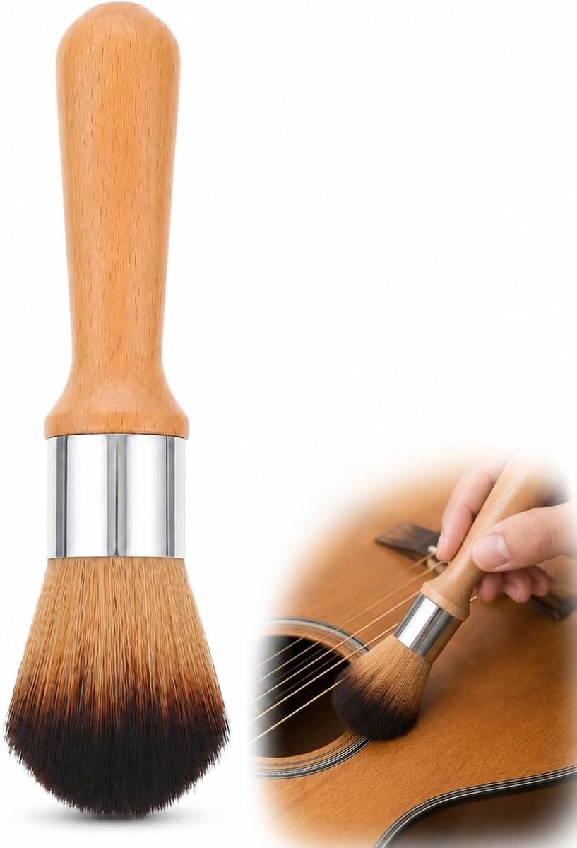 Reinigingsborstel, beukenhandvat + zijden borstelharen, ergonomisch, zachte reiniging voor muziekinstrumenten/jadewaren/houtsnijwerk