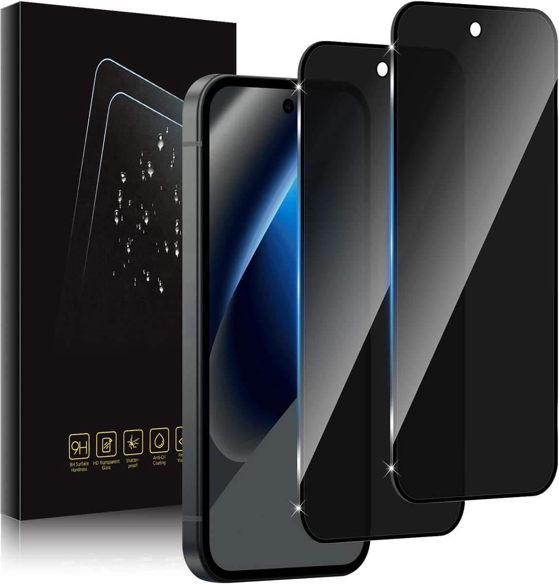 Privacy privacyfolie voor Google Pixel 10A, anti-spy, displaybeschermfolie voor pantserglas, inkijkbescherming, beschermfolie, zwarte rand, privacy-veiligheidsglas, 2 stuks