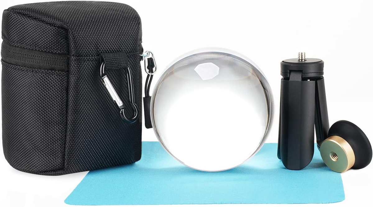 bal voor fotografie, 90 mm, K9 Clea Props Ball met statief en zonnemontagebasis, decoratieve glazen bal met gevoerde hoes Besnfoto