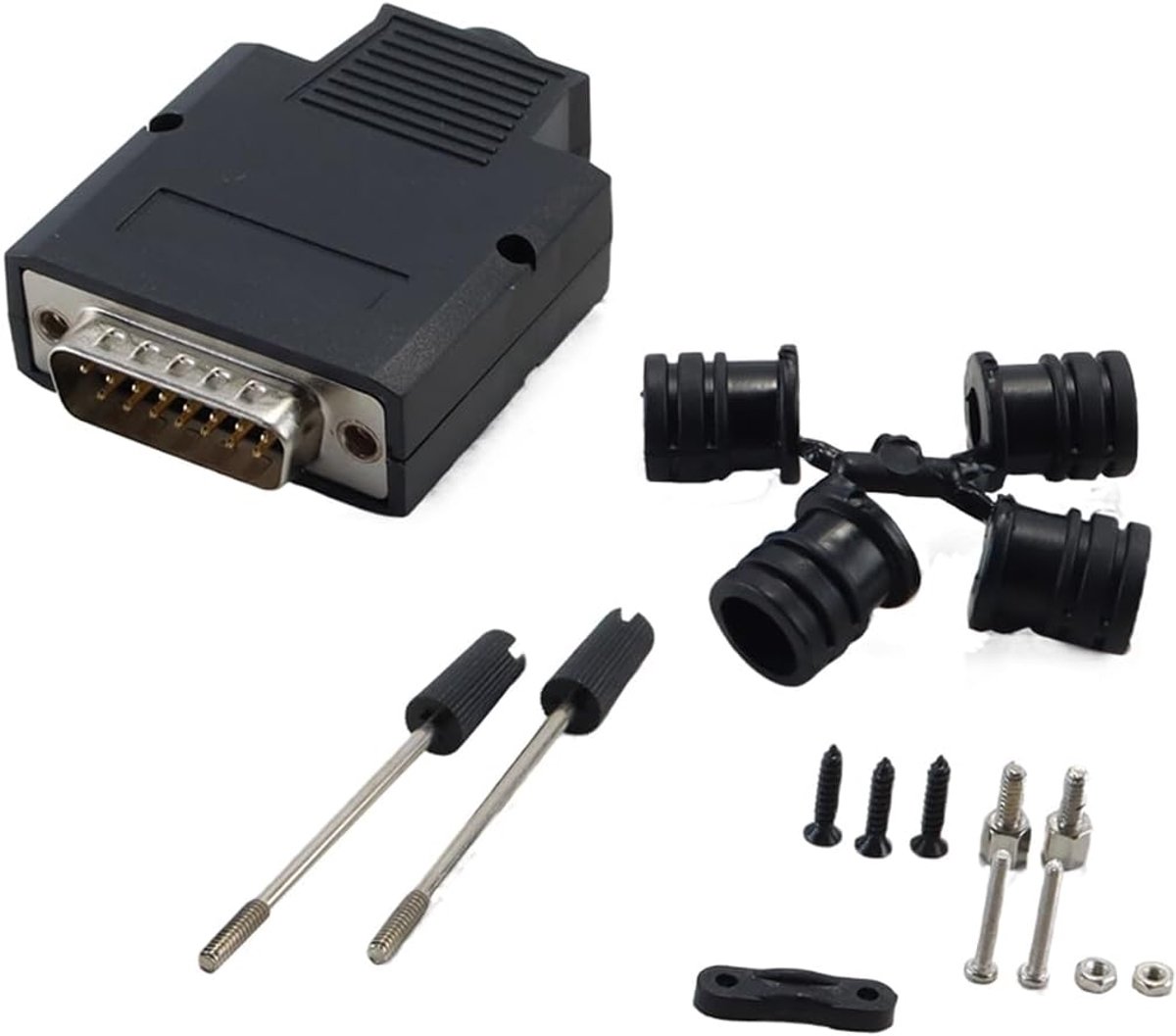Soldeervrije RS232 D-SUB-serie-adapter, 16 mm dun, 15-polige stekker, soldeervrije breakout-board-aansluiting met behuizingsaccessoires (mannelijk)