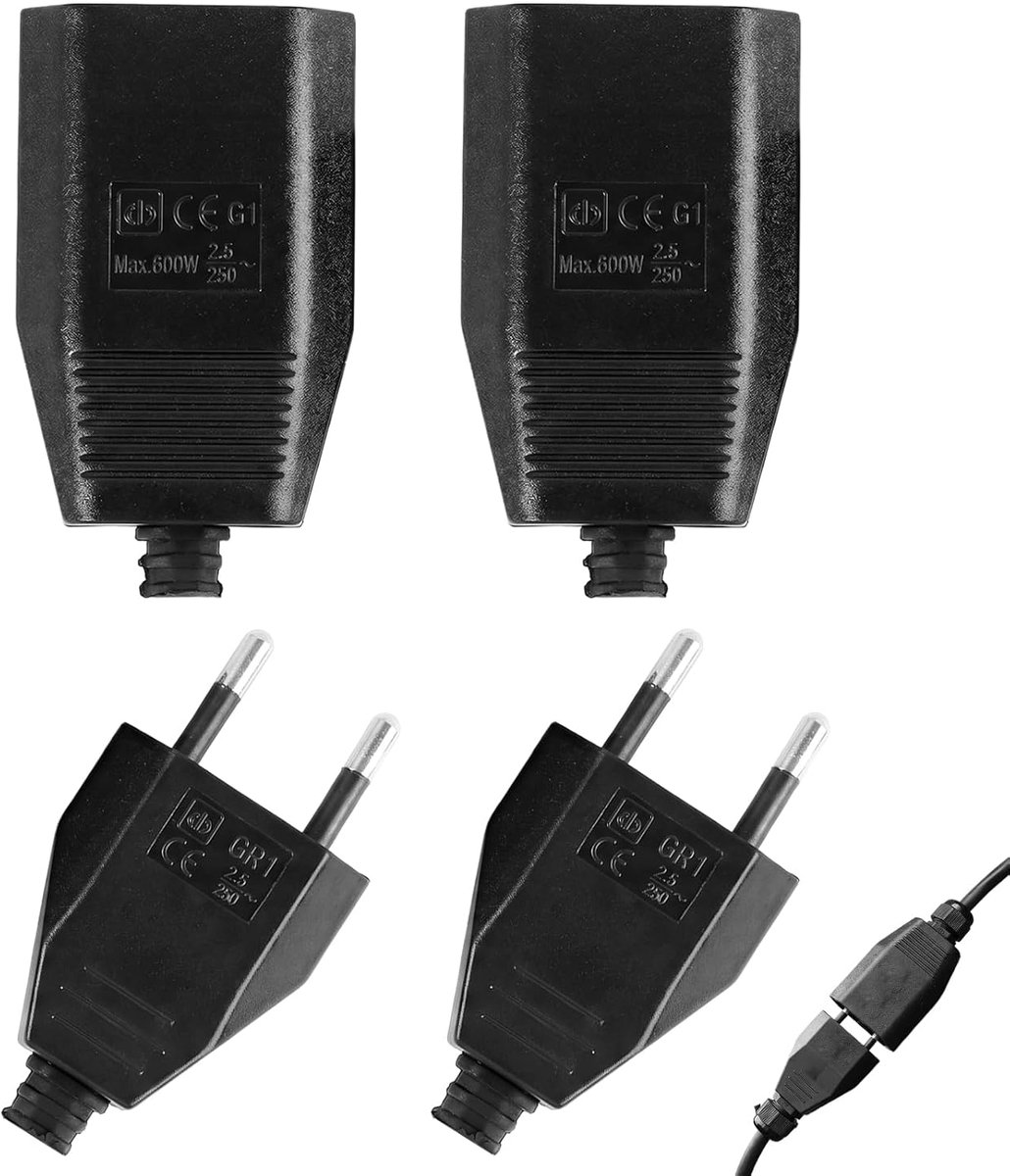 Stekkers, platte Europese stekker 250V 2,5A adapter en 2-polige koppeling voor huishoudelijke apparaten, lampen, verlichting, haardrogers, stekkerdozen en kleine ap