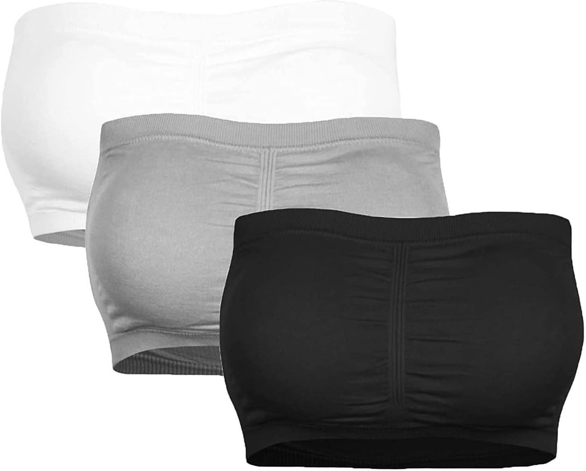 Bandeau-top met uitneembare vulling voor dames, rekbare dubbele beha, wegwerpmaat, stretch plus-snit, 3 stuks