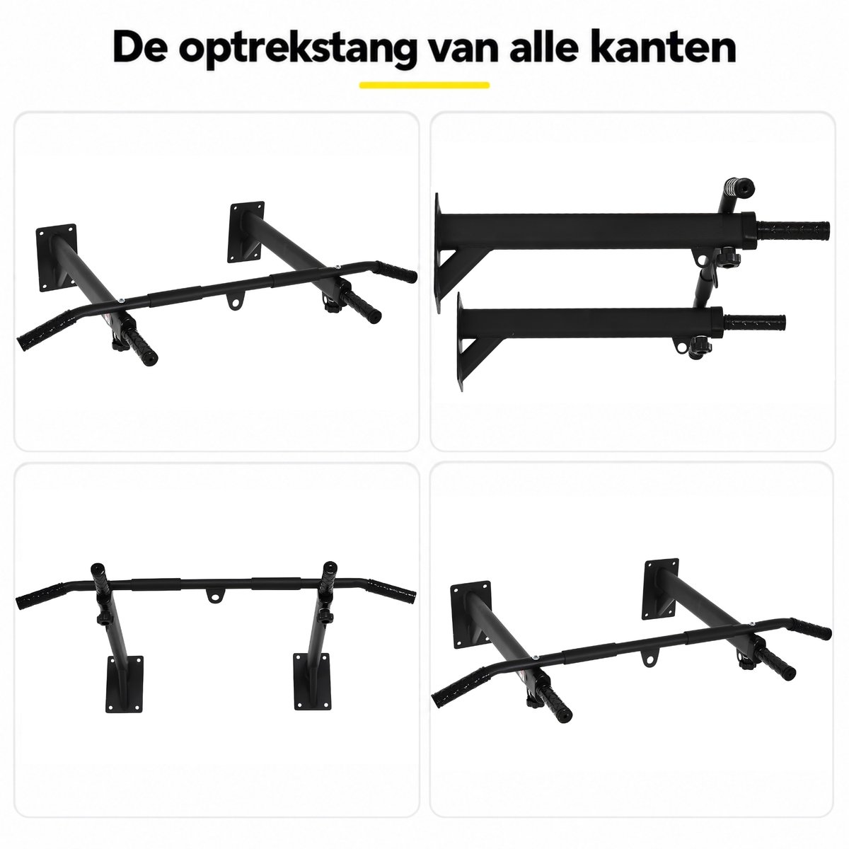 Pull Up Bar - Pull up bar wandmontage - Pull up bar muur - Optrekstang - Thuis Sporten - Bokszak standaard - Bokszak muurbeugel - Pull up station - Belasting 150 Kg - Zwart thumbnail 4