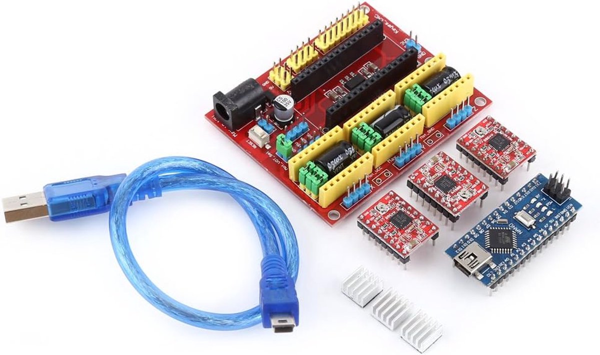 3D Printer Gravure Uitbreidingsplaat Controller Kit CNC Shield V4 Nano 3.0 Board A4988 driver met USB-kabel