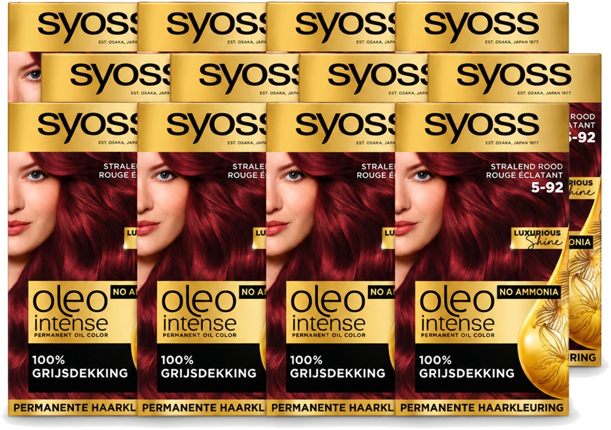 12 x SYOSS - Oleo Intense 5-92 - Haarverf - Permanente Haarkleuring - Stralend Rood - Langdurige Kleur - Voordeelverpakking - 12 stuks