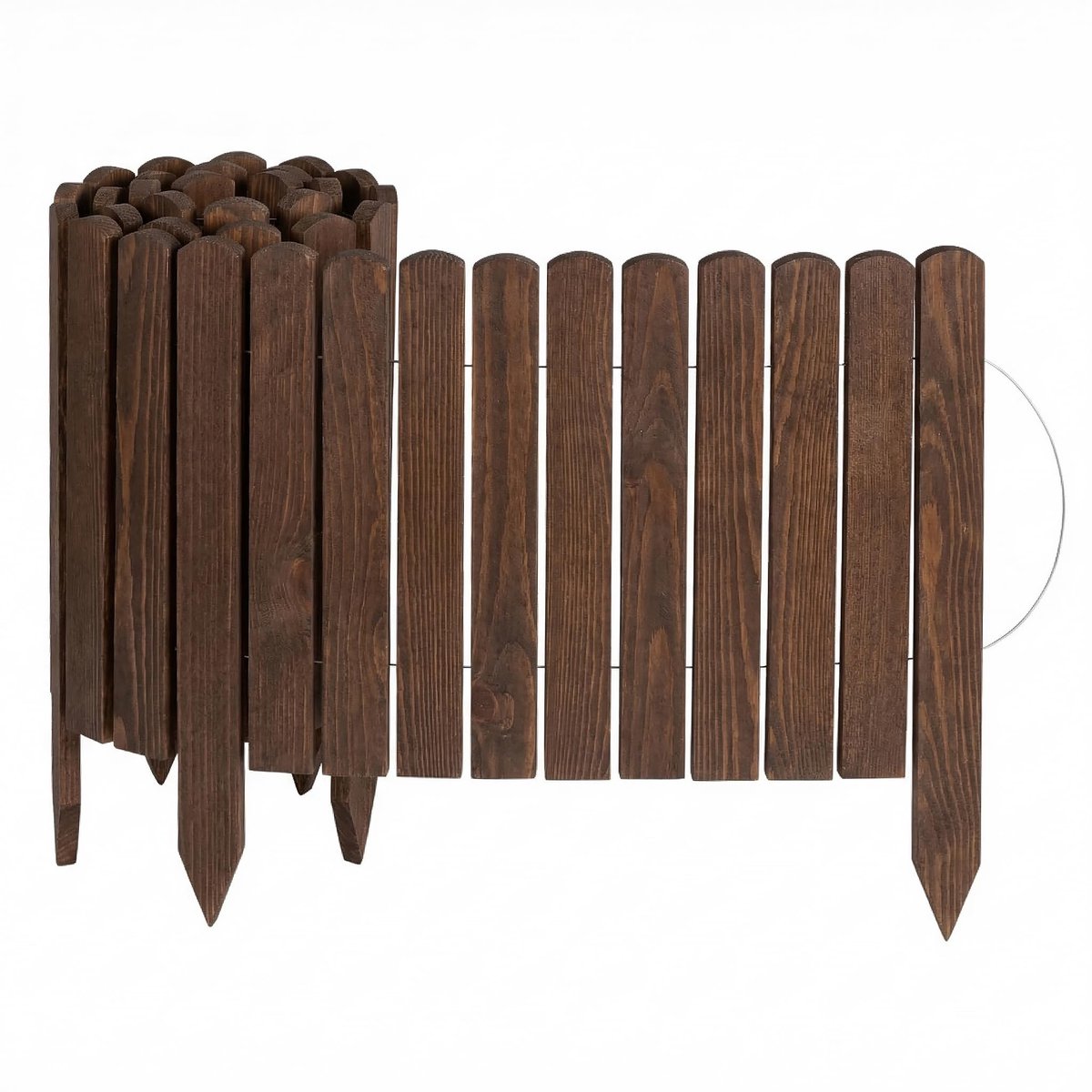 Creative Home Gazonrand Houten borderrand 200 x 40 cm (LxH) bruin, Flexibele borderomranding 40 cm Hoge tuinafscheiding om in de grond te steken, Ideaal als borderomranding