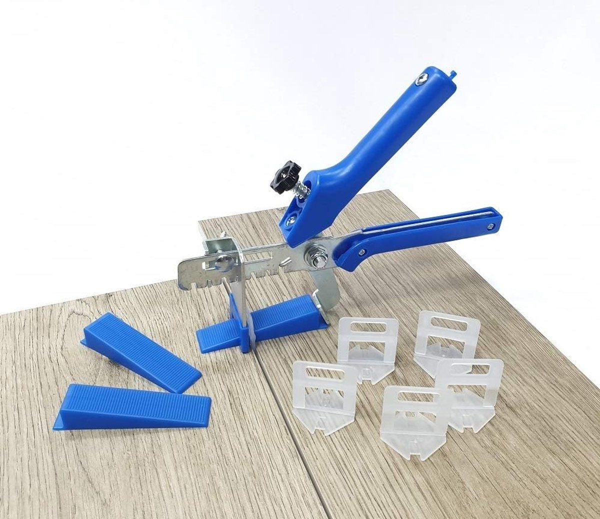 Tegelnivelleringsysteem Blauw 1,5 mm tegeldikte 12-21 mm tegelinstallatie tegelleghulpmiddel tegellegsysteem tegelennivelleersysteem Professionele set 1,5 mm