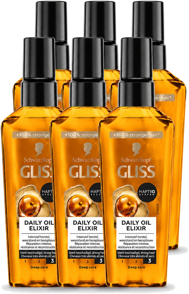 6 x Gliss - Hair Repair - Oil Elixer - Ultiem Haarherstel en Glans - Voordeelverpakking - 6 stuks