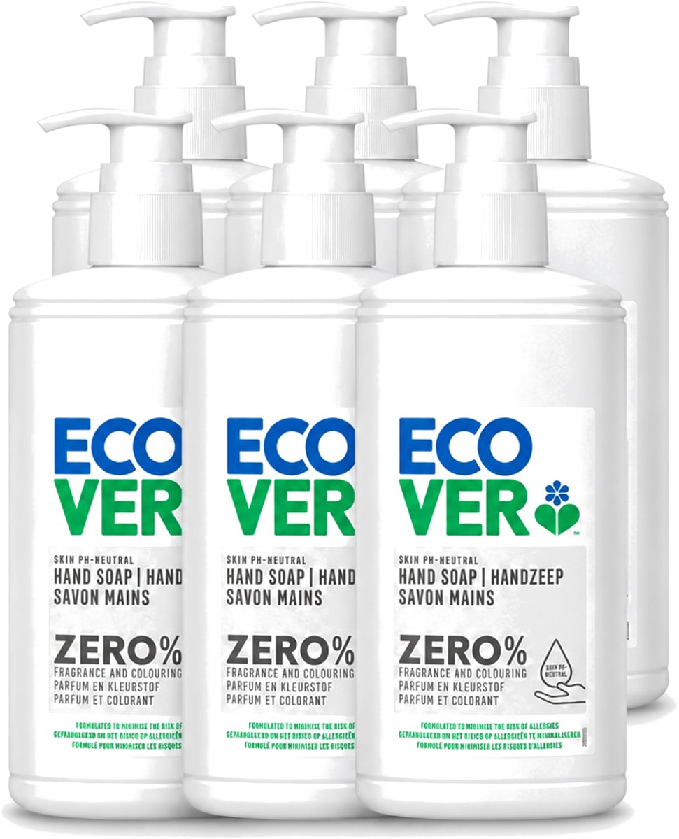 6 x Ecover - Handzeep ZERO - Parfumvrij - 250 ml - Voordeelverpakking - 6 stuks