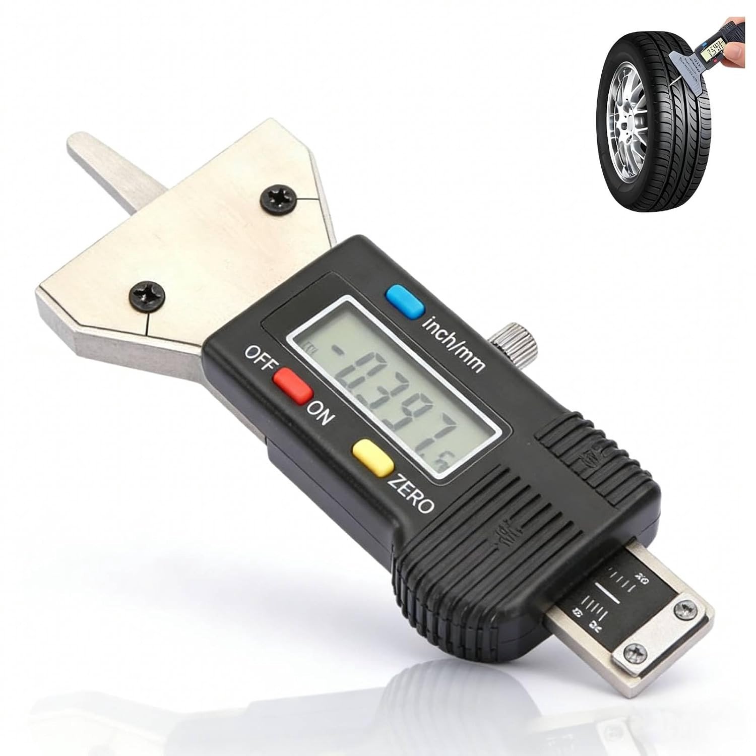 Digitale Dieptemeter - Zwart - 25 mm - LCD Meetinstrument voor Bandendiepte - Voor Auto-Reparatiewinkels en Thuisgebruik