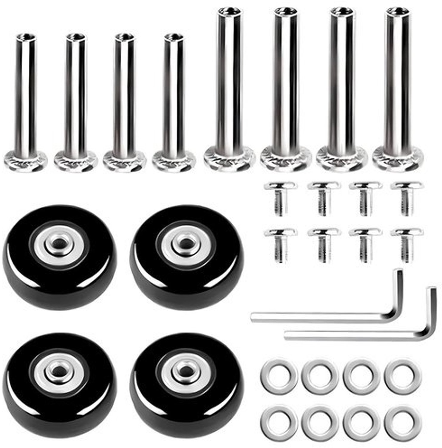 Koffer Wielen - Vervangende Wielen - Reizen Repareren - Set van Vier Stuks - 45mm Doorsnede - Zwart