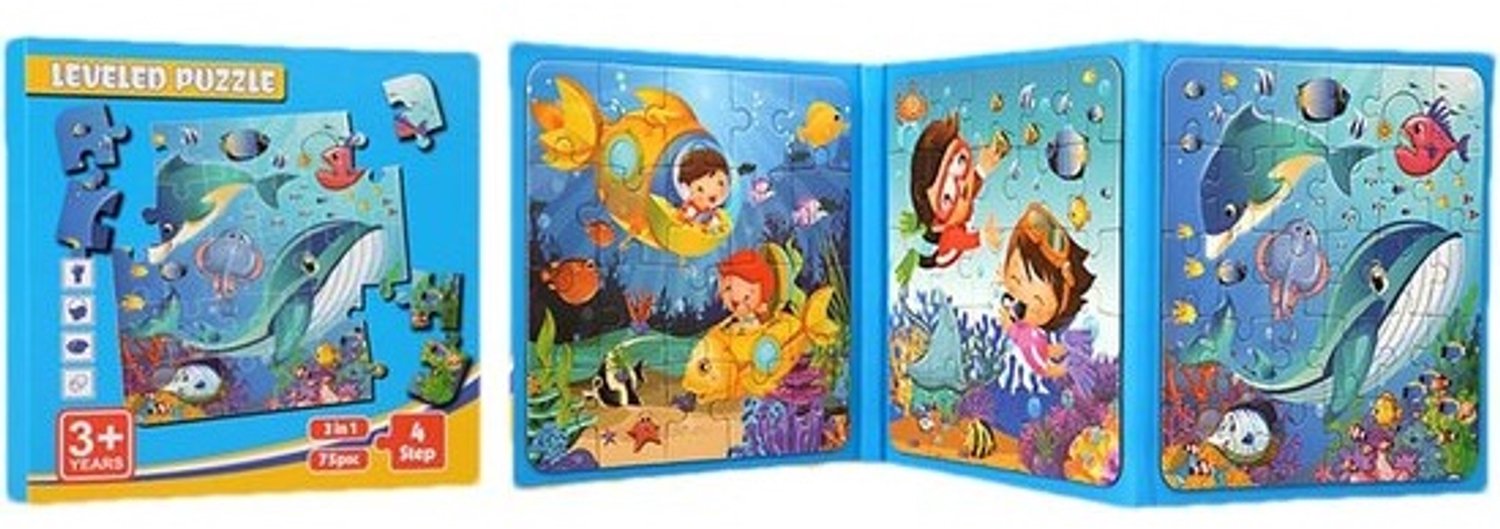 Magnetisch Puzzelboek - Educatief Speelgoed - Reizen Spellen - Zachte Magneten - 18x18cm - Onderwaterwereld