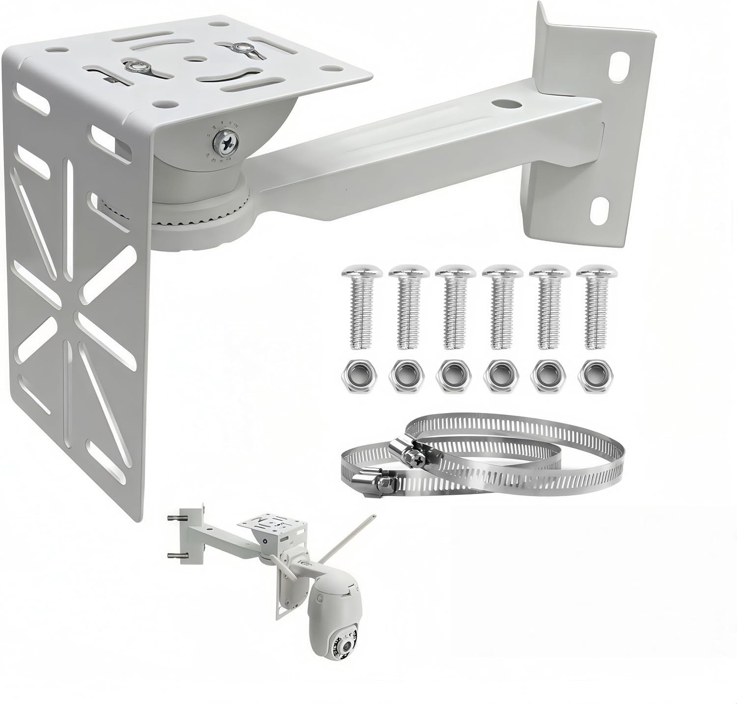 Hoekhouder voor buitencamera - Zilverkleurig - 20 cm - Metalen Bevestigingshouder - Voor Bewakingscamera's
