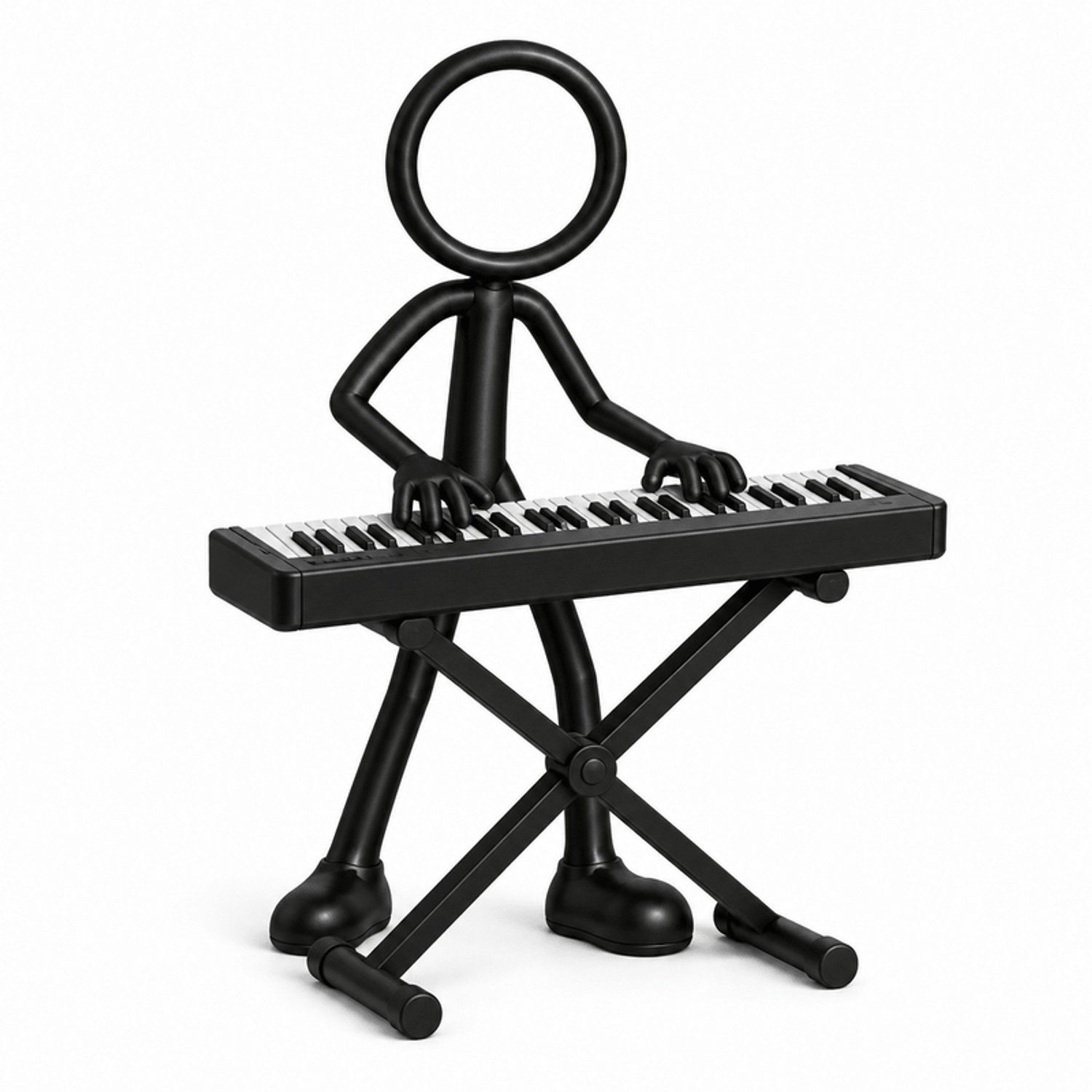 Stickyman Pianist met keyboard - zwart - 20 cm