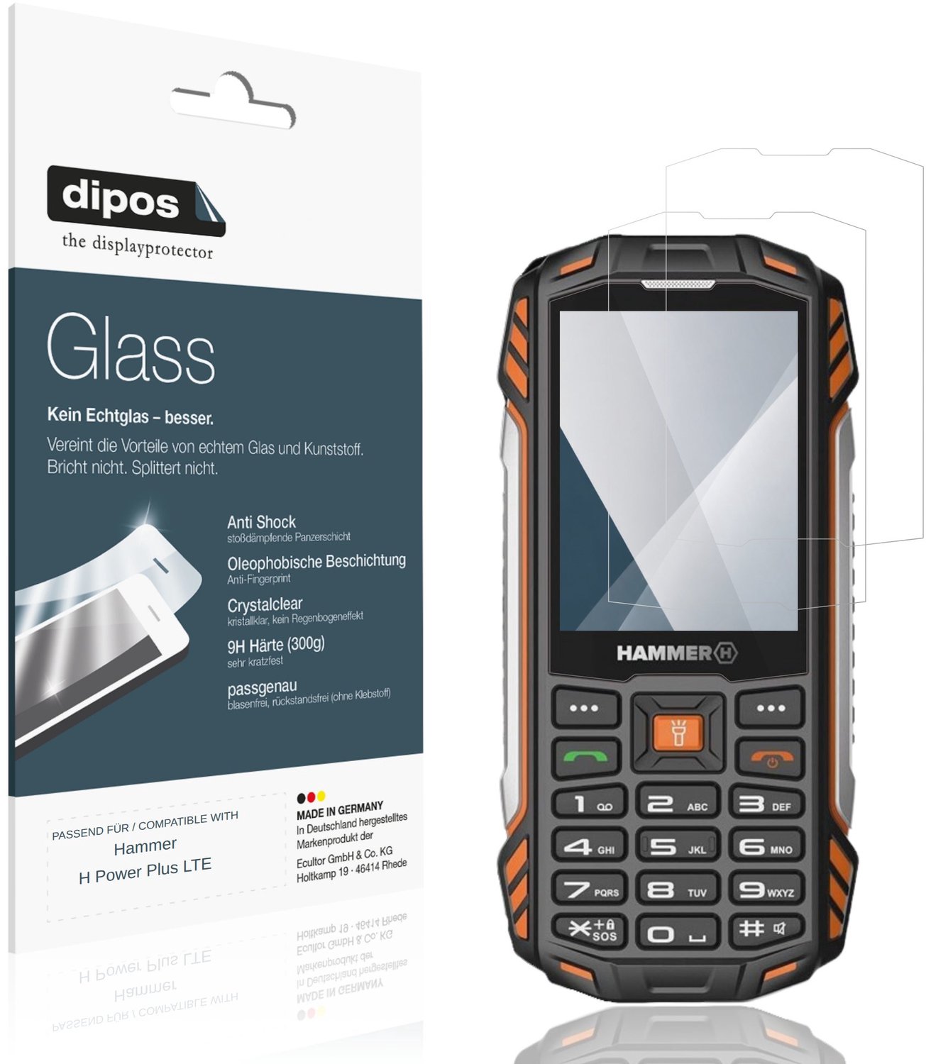 dipos – 2x Pantserfolie geschikt voor Hammer Power Plus LTE | 9H Screenprotector