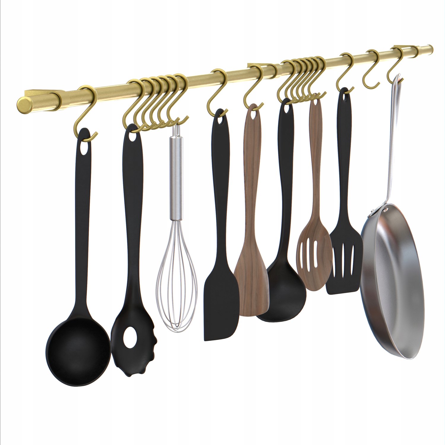 Gouden Keukenrek 148cm met 18 Haken - Artest Twist RT 148