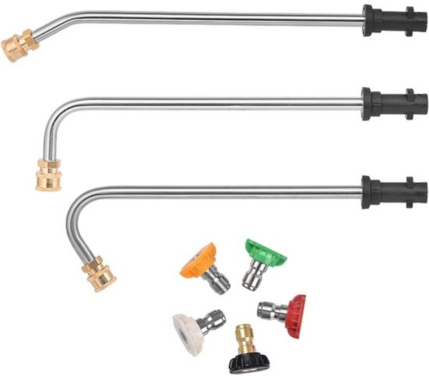 Hogedrukreiniger Verlengstang - Spuitlans Vervanging - Buiten Reinigen - Vijf Spuitmonden - 45 x 15 x 5 cm - Zilver