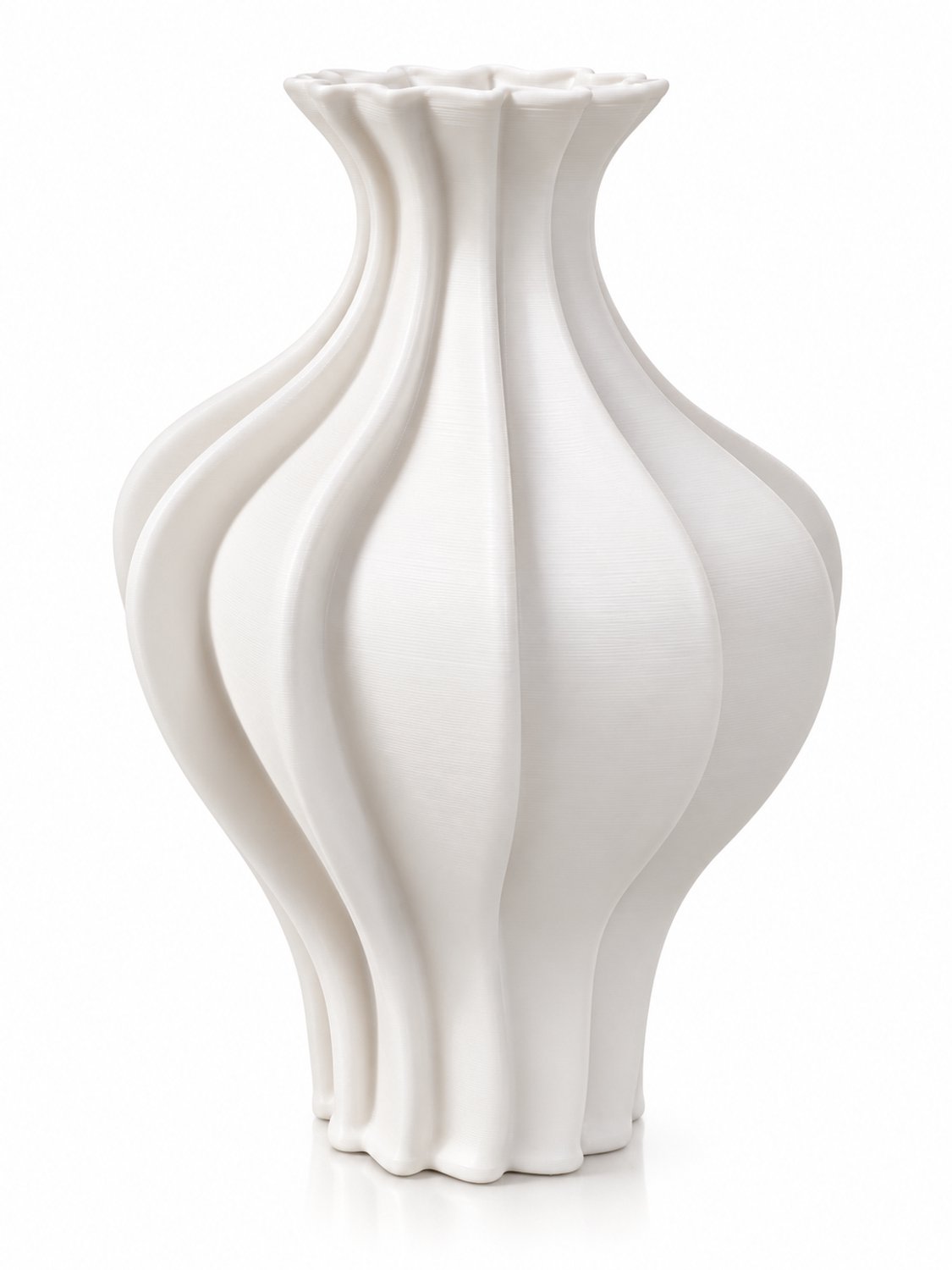 Belamonte Keramische Designvaas Sculpturaal Lichtbeige 3D Geprinte Keramiek 16,5 x 16,5 x 26,5 cm