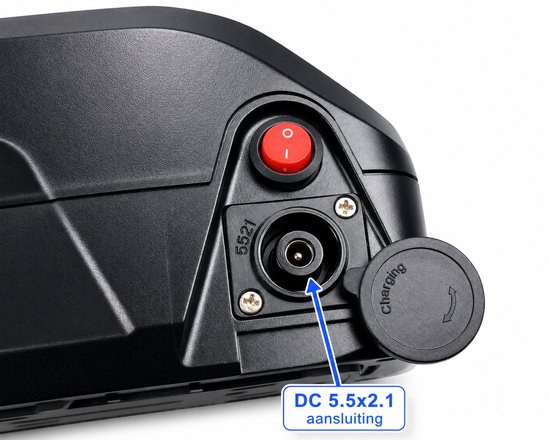 Fatbike Snellader 48V 54.6V 3A DC 5.5x2.1mm - Ouxi V8 C80 V9 H9 S20 V20 - Snelle Acculader E-bike / Fatbike - QMWheel - Crossboss - La Souris van Merkloos — afbeelding 3