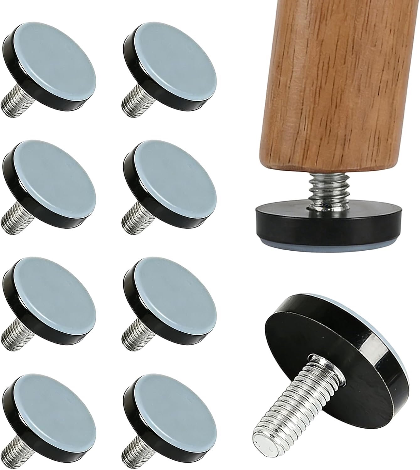 Teflon nivelleringspads set van 10 - Diameter 20 mm - M6 schroefdraad - Beschermt vloeren tegen krassen - ShopVlot