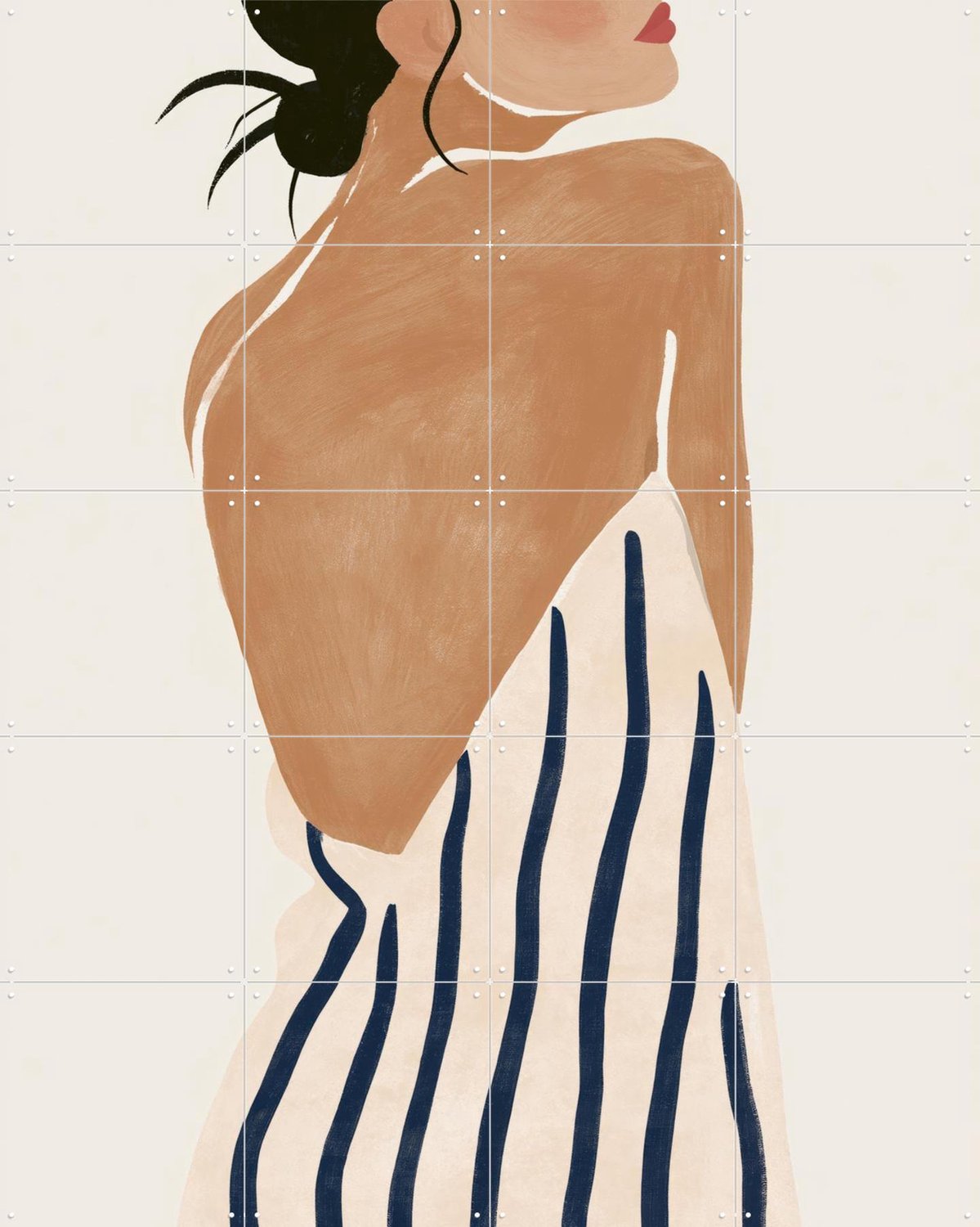 IXXI Sunday Stripes, Atelier Pommeline - 80 x 100 cm - Grote wanddecoratie en posters - Minimalisme, Illustraties, Modern, Slaapkamer, Woonkamer Beige / Bruin