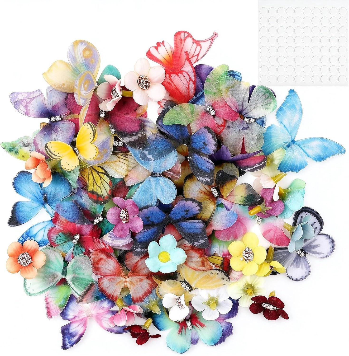 Decoratieve bloemen set 190-delig - 70 x vlinder en 20 bloemen - voor creatieve versieringen - Homevero