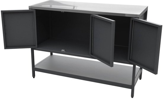 sweeek - Buitenkeukenmodule met 3 deuren en 1 plank staal 120x51x87,5 cm - naxos van Sweeek — afbeelding 3