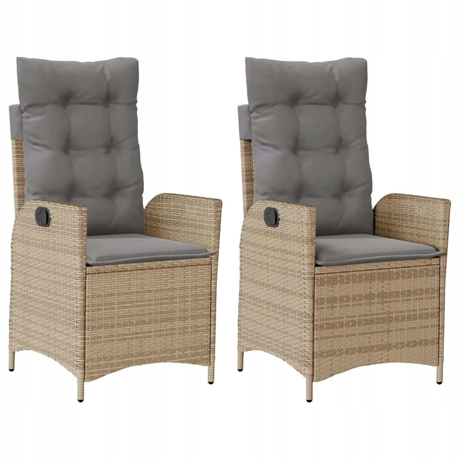 2x Verstelbare Loungestoel Tuinstoel met Kussens - Beige