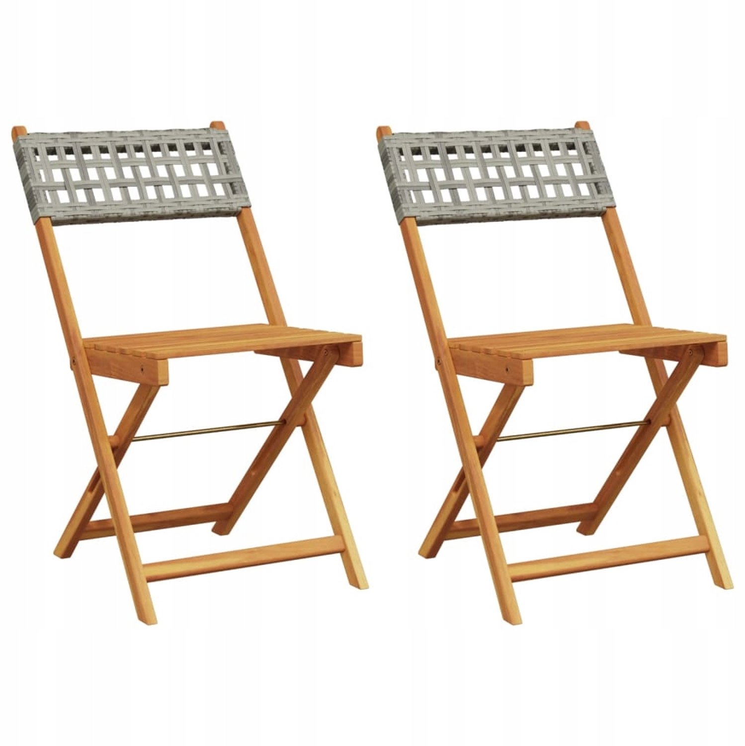 2x Houten Bistro Stoelen - Acaciabeuken & Polyrattan - Grijs