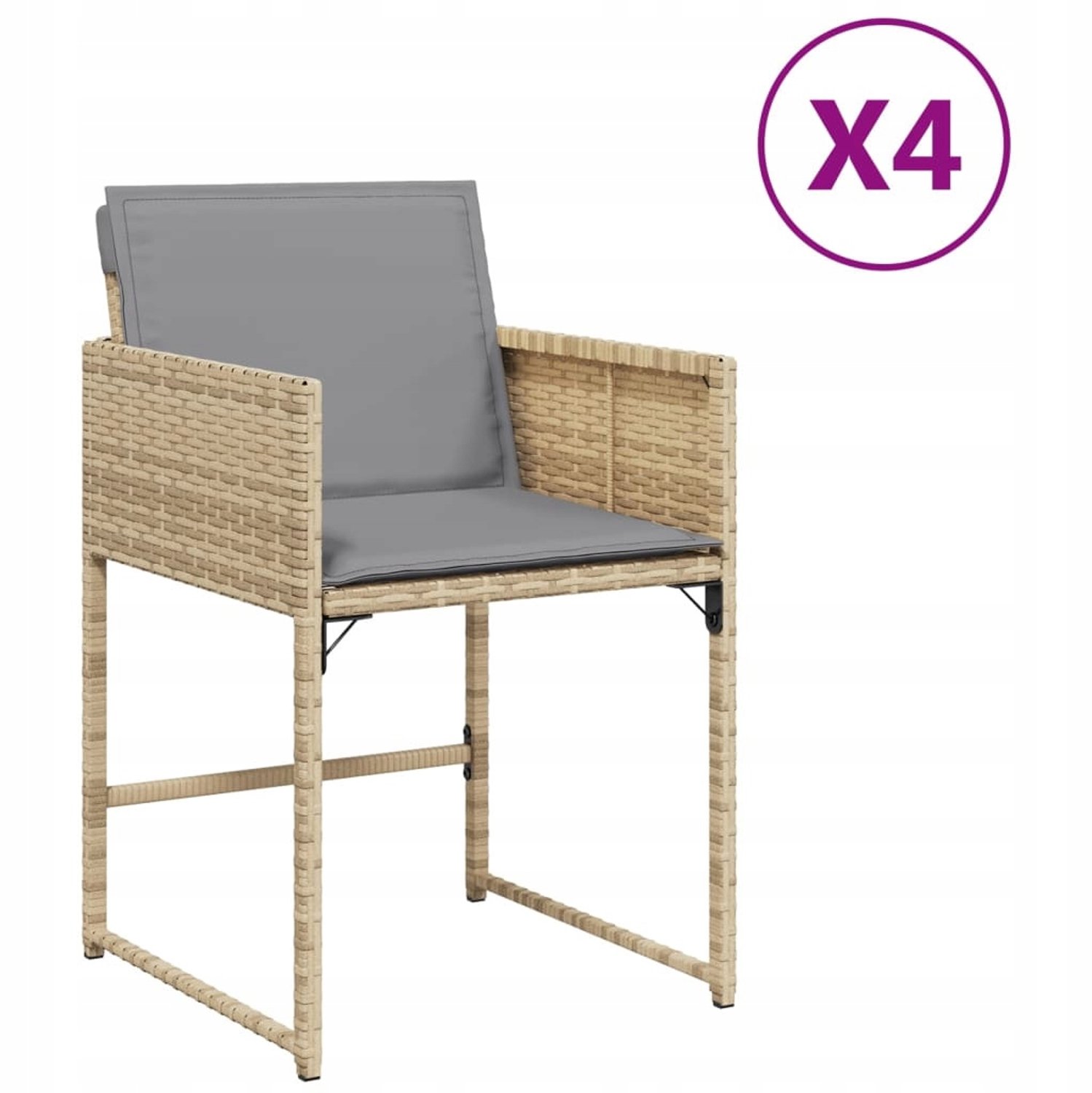 4x Loungestoelen met Kussens, Rotan, Stabiel, Tuin, Balkon, Terras