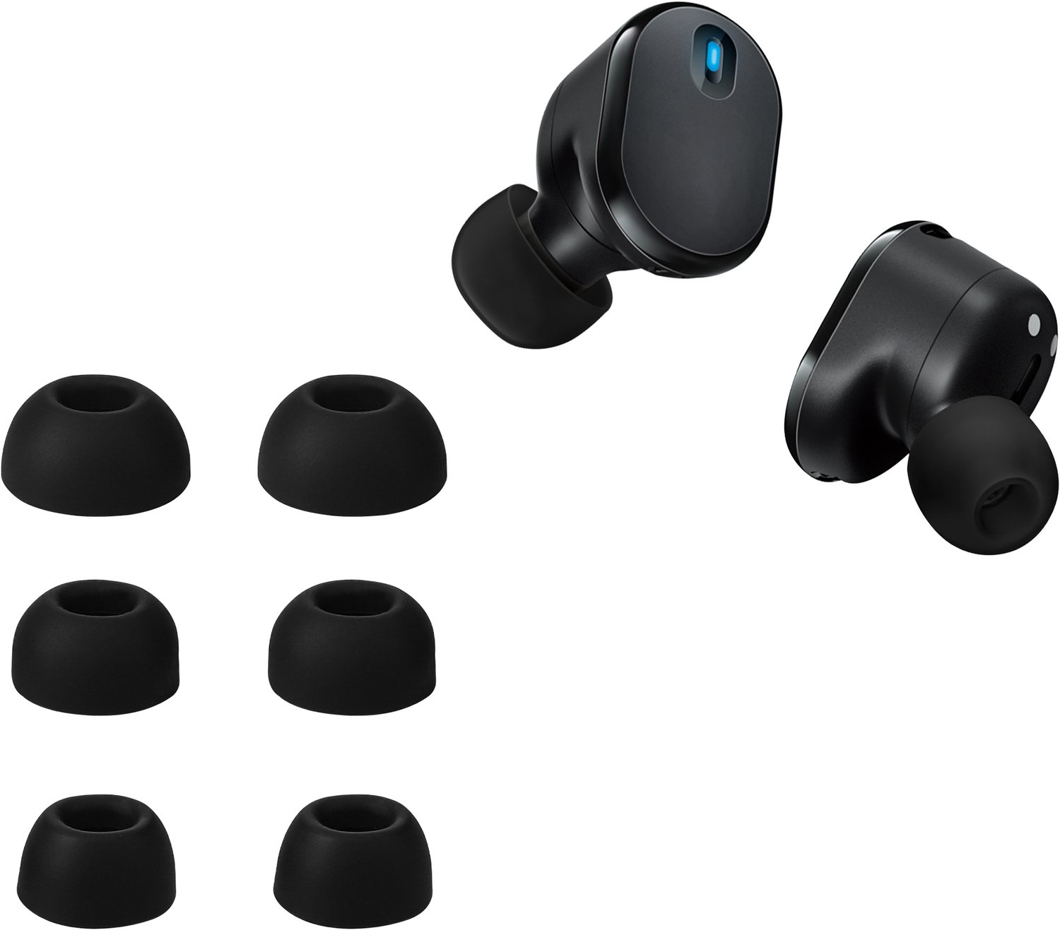 kwmobile 6x cover voor in-ear oortjes geschikt voor JBL Tune Buds 2 - Vervangende oordopjes van siliconen in zwart - 3 maten