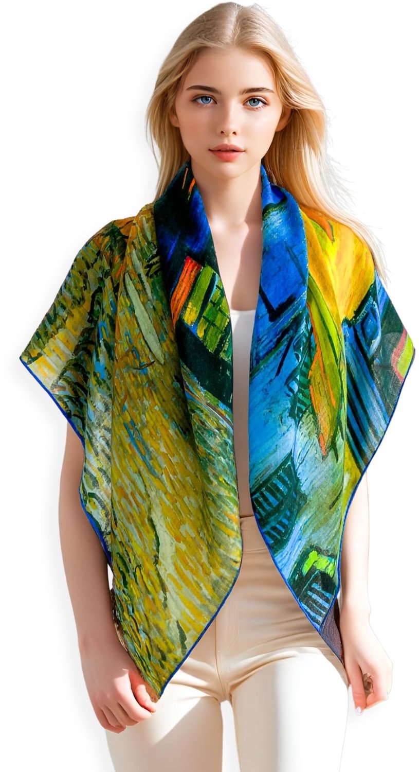 Pashmina sjaal 90x90 cm - kasjmier - artistiek design - ultralicht elegant cadeau - ShopVlot
