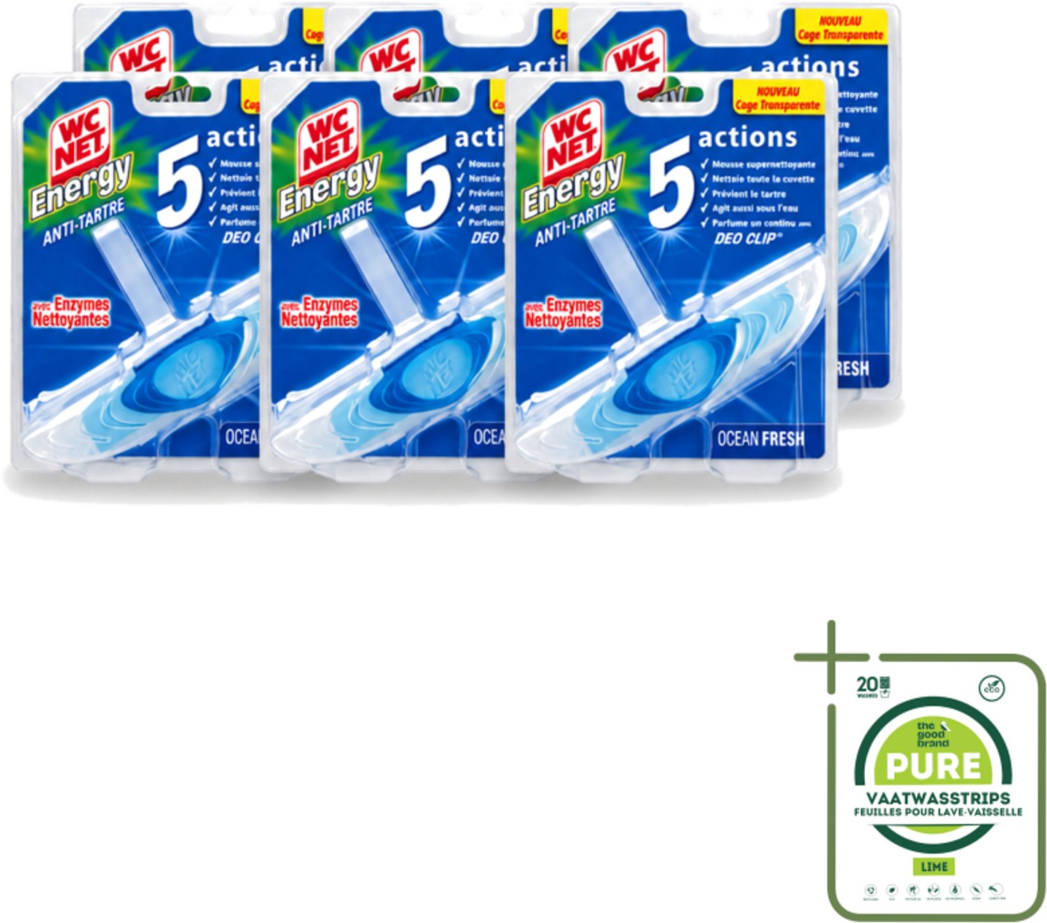 6 x WC Net - Toiletblok - Ocean Fresh - 1 Blokje - Grootverpakking - Vaatwasstrips - WC Net - Toilet Net - Toilet Blok - Reinigingsnet - Kalkaanslag Voorkomen