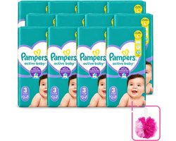 12 x Pampers – Luiers – Active Baby Maat 3 – 54 Luiers - Bulkverpakking - Baby luiers - Douchemop - Droge nachten
