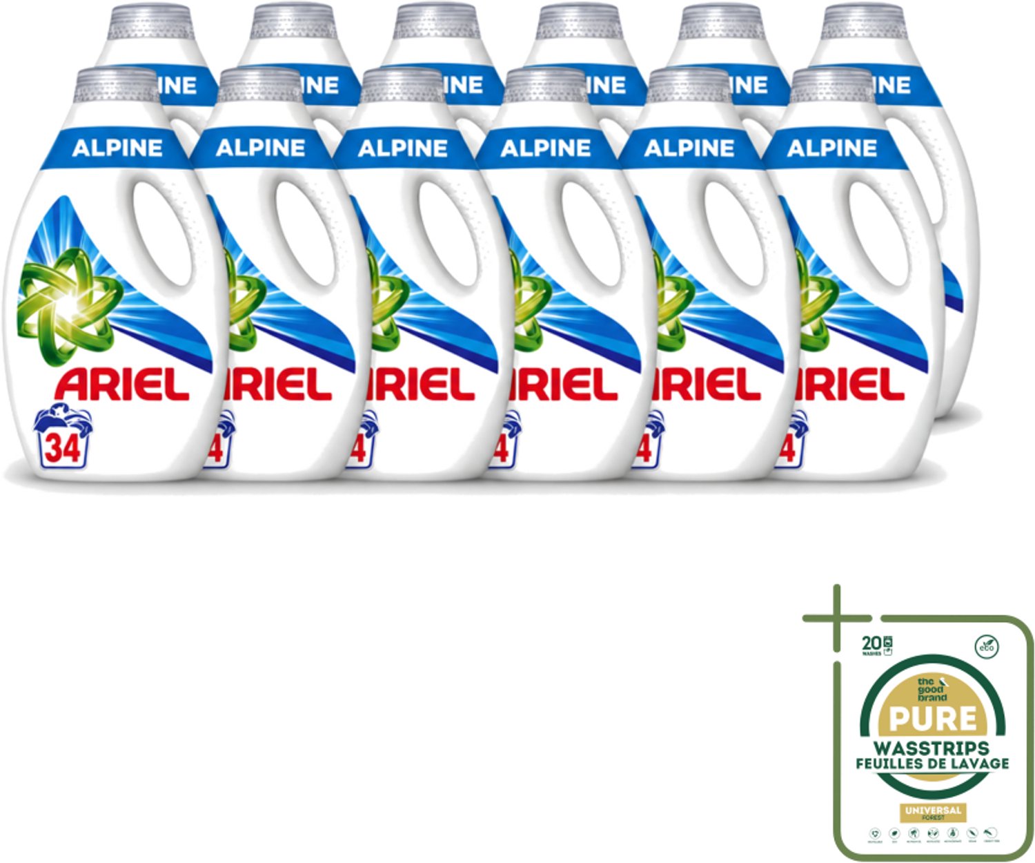 12 x Ariel – Vloeibaar Wasmiddel – Alpine – 1530 ml – 34 wasbeurten - Wasstrips - Ariel Alpine - Vloeibaar Wasmiddel - Koud Wassen - Frisse Geur - Energiezuinig Wasmiddel