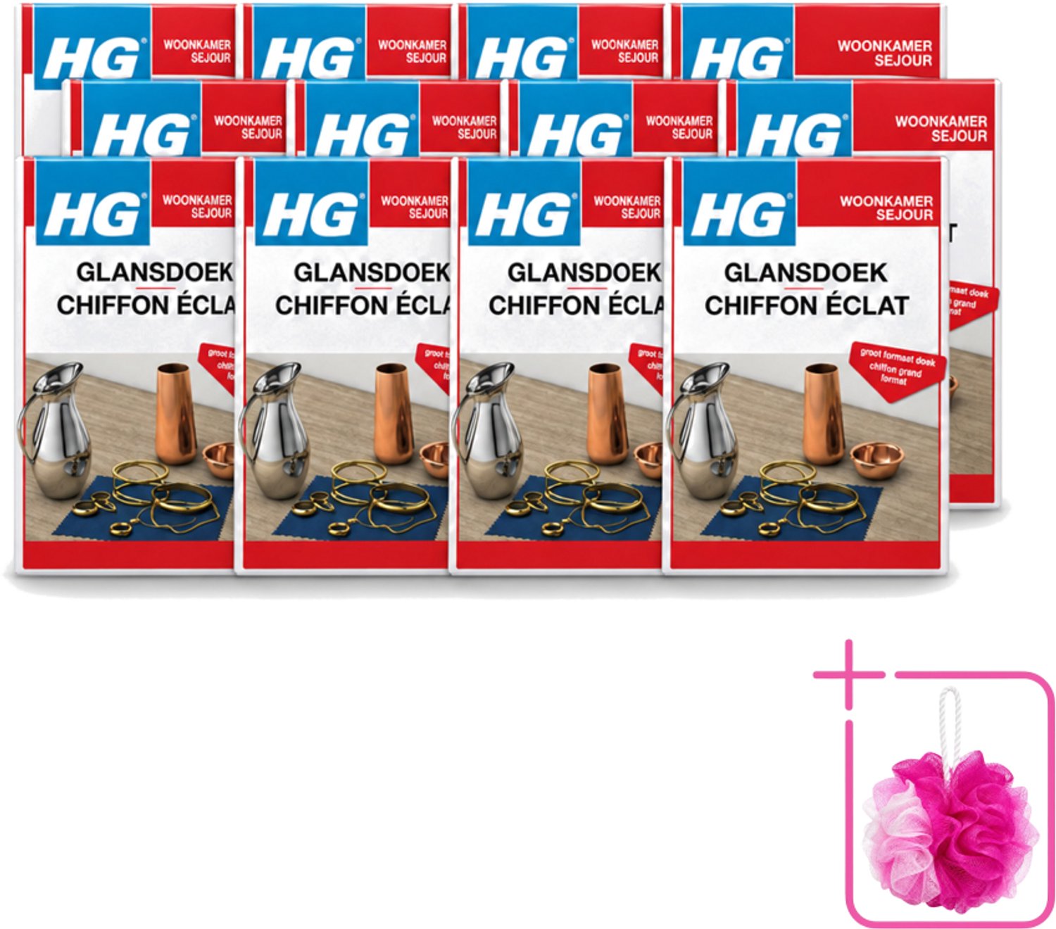 12 x HG - Zilver Glansdoek - Groot Formaat - Optimale Glans - 1 Doek - Bulkverpakking - Zilveren glansdoek - Douchemop - Glans herstellen