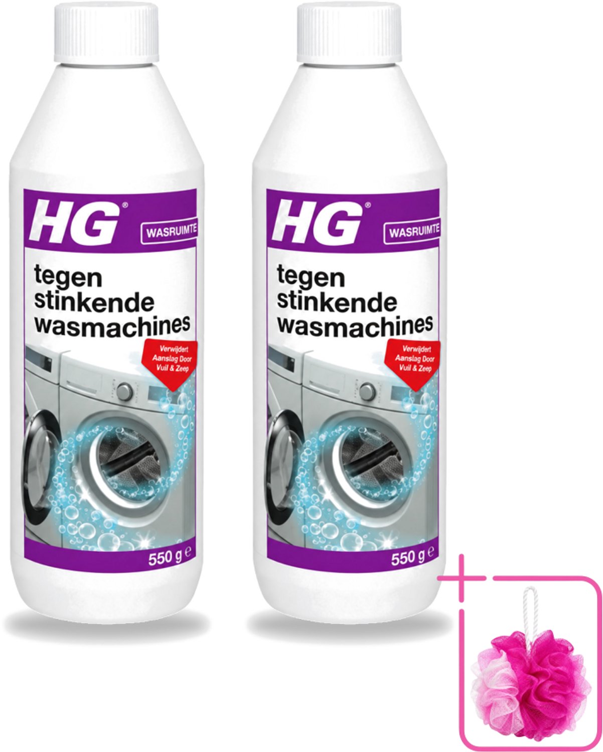 2 x HG - Tegen Stinkende Was - Verwijdert Aanslag Door Vuil & Zeep - 550 g - Bulkverpakking - Wasmachine reiniger - Douchemop - Stinkende wasmachine