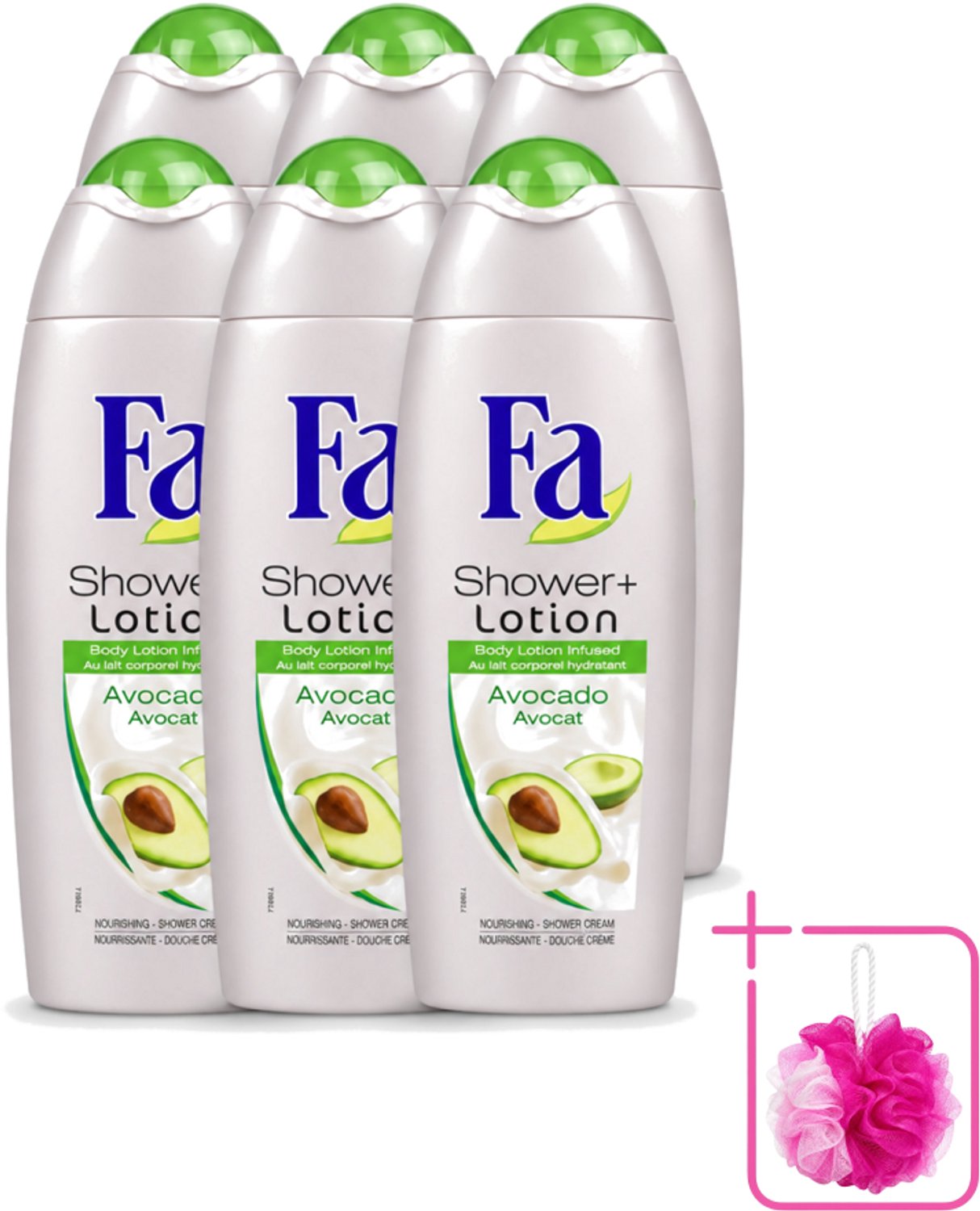 6 x Fa - Douchecrème Met Lotion - Avocado - 250 ml - Bulkverpakking - Douchecrème - Douchemop - Bodylotion