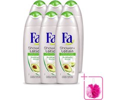 Fa 6 x - Douchecrème Met Lotion - Avocado - 250 ml - Bulkverpakking - Douchecrème - Bodylotion