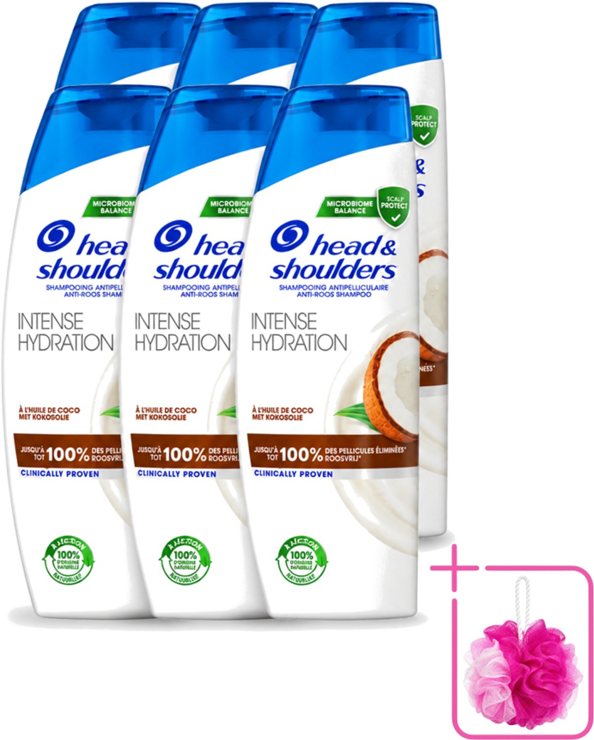 6 x Head & Shoulders - Anti-Roos Shampoo - Intense Hydration - Met Kokosolie - 285 ml - Bulkverpakking - Anti-roos shampoo - Douchemop - Roosvrij haar