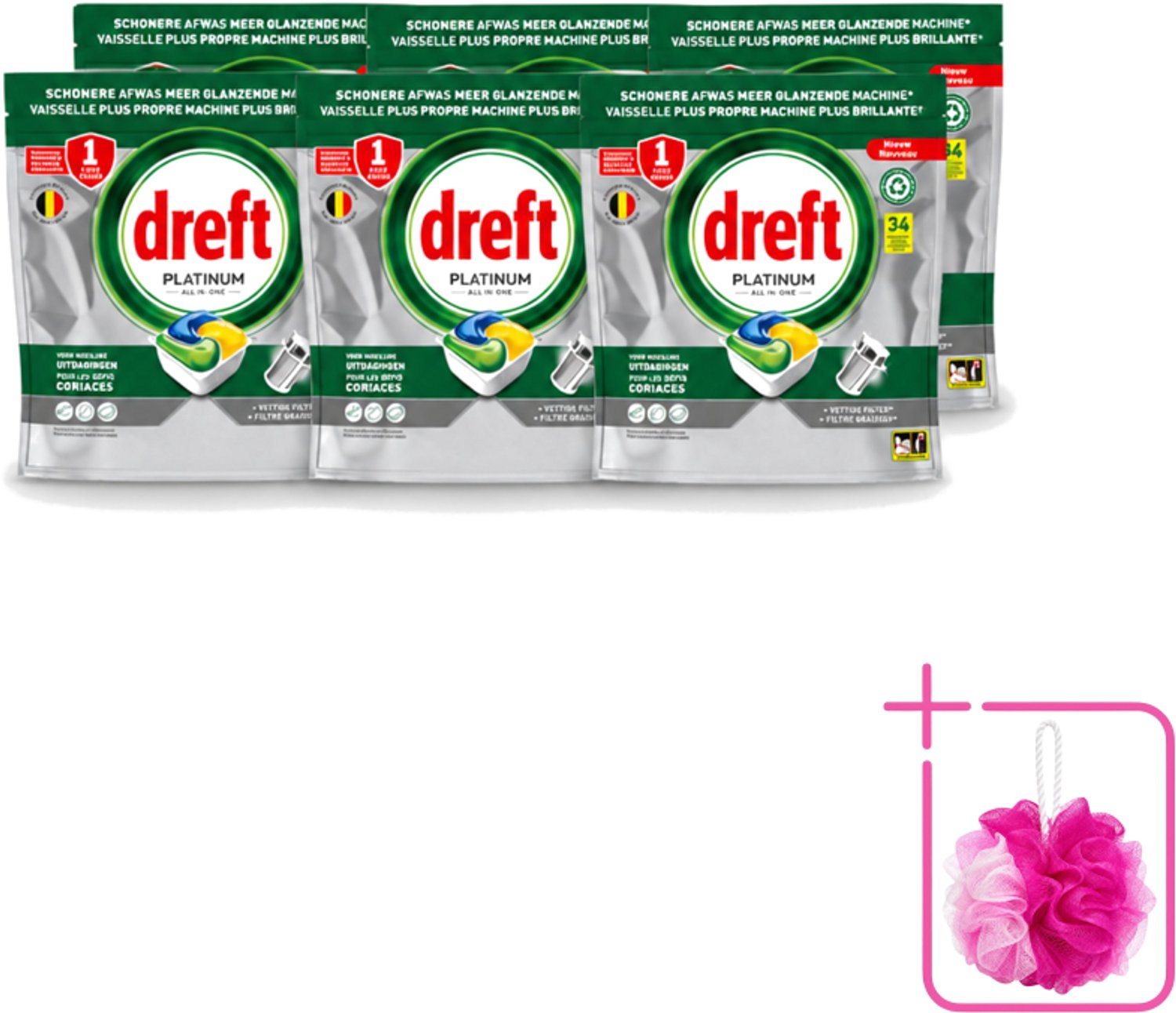 6 x Dreft Platinum - All In One - Vaatwascapsules - Citroen - 34 Afwasbeurten - Bulkverpakking - Vaatwasmiddel - Vaatwascapsule