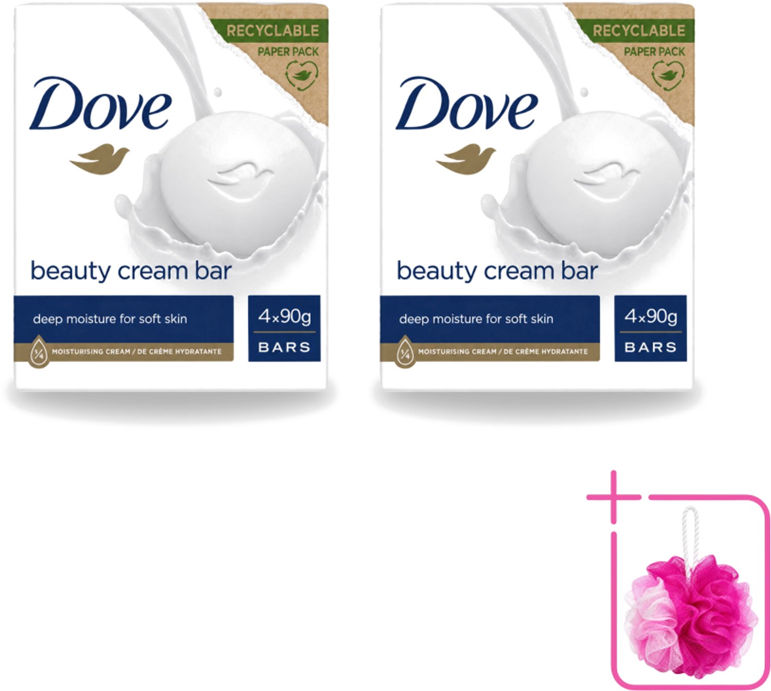 2 x Dove Original - Zeep - Beauty Cream Bar - 360 g - Bulkverpakking - Zachte reiniging - Douchemop - Gezichtszeep